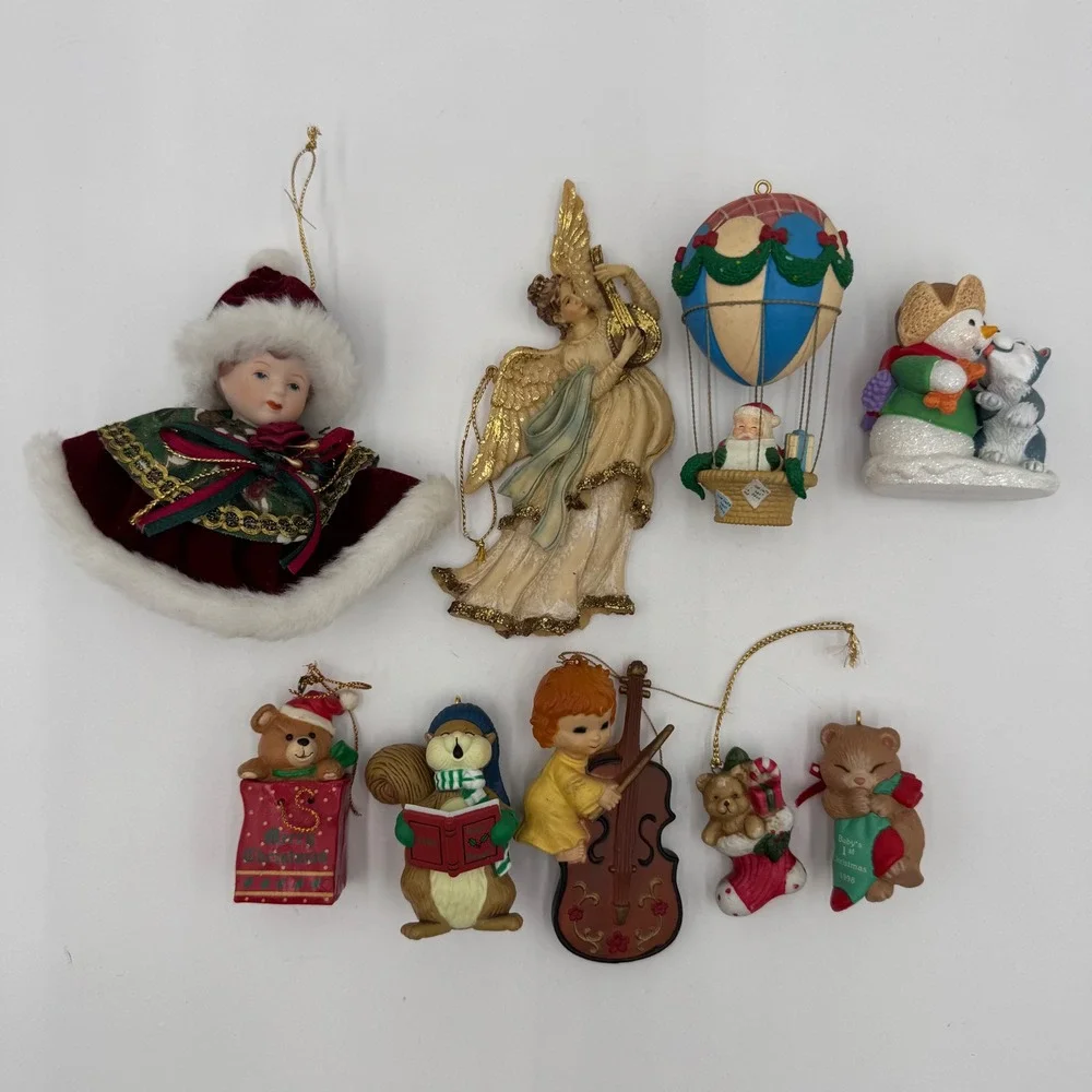 Vintage Christmas Ornaments Holiday Mixed Lot of 9 w/ Hallmark & Noma Tree Decor